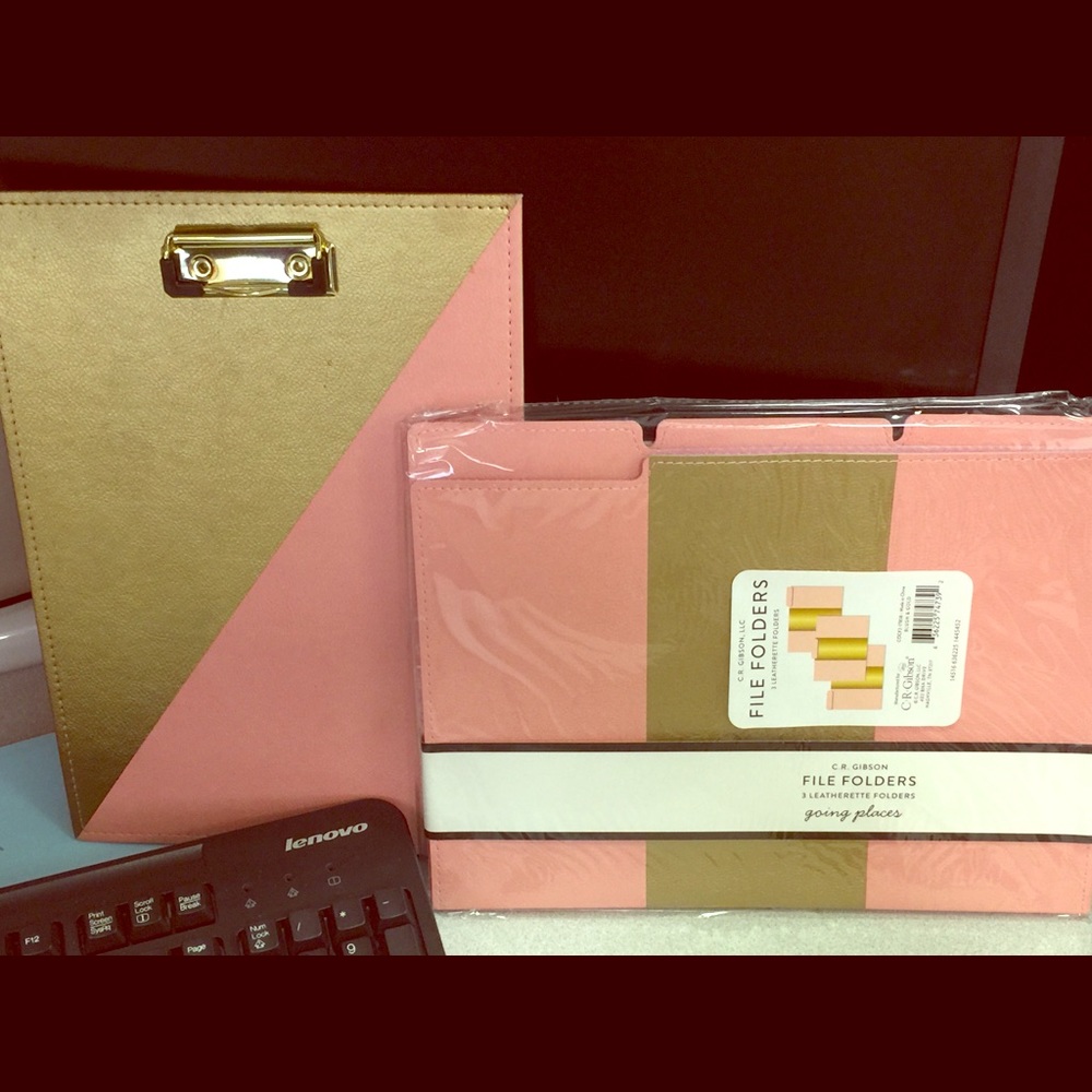C. R. Gibson Office Supplies - Pink and Gold